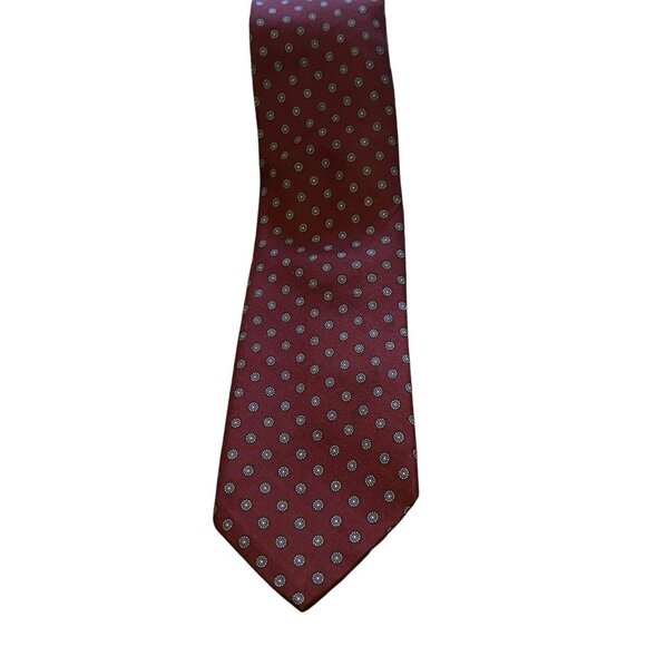 ROBERT TALBOTT MEN'S TIE Red Hand Sewn Silk Printed In Italy Measured - Picture 5 of 12